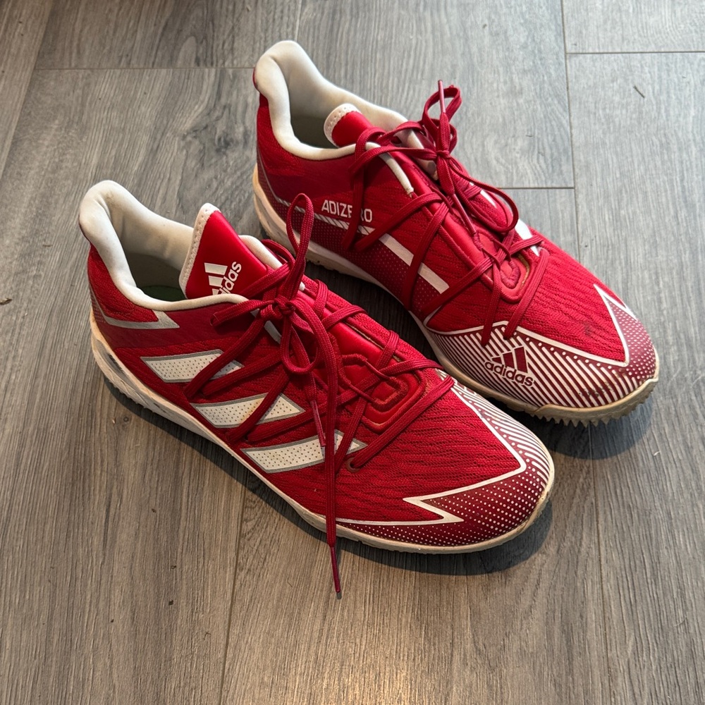 Adidas Adizero Red and White Athletic turfs baseball